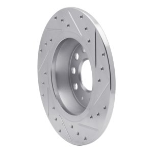 Audi Q3 Brake Rotor (1) - Rear Left - R1 Concepts - Drilled & Slotted - Silver - `05-`18